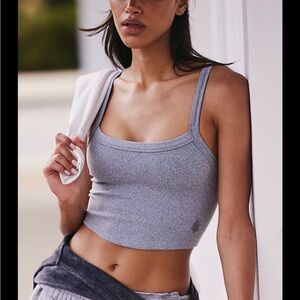 Free People All Clear Gray Ribbed Crop Top Cami - M/L